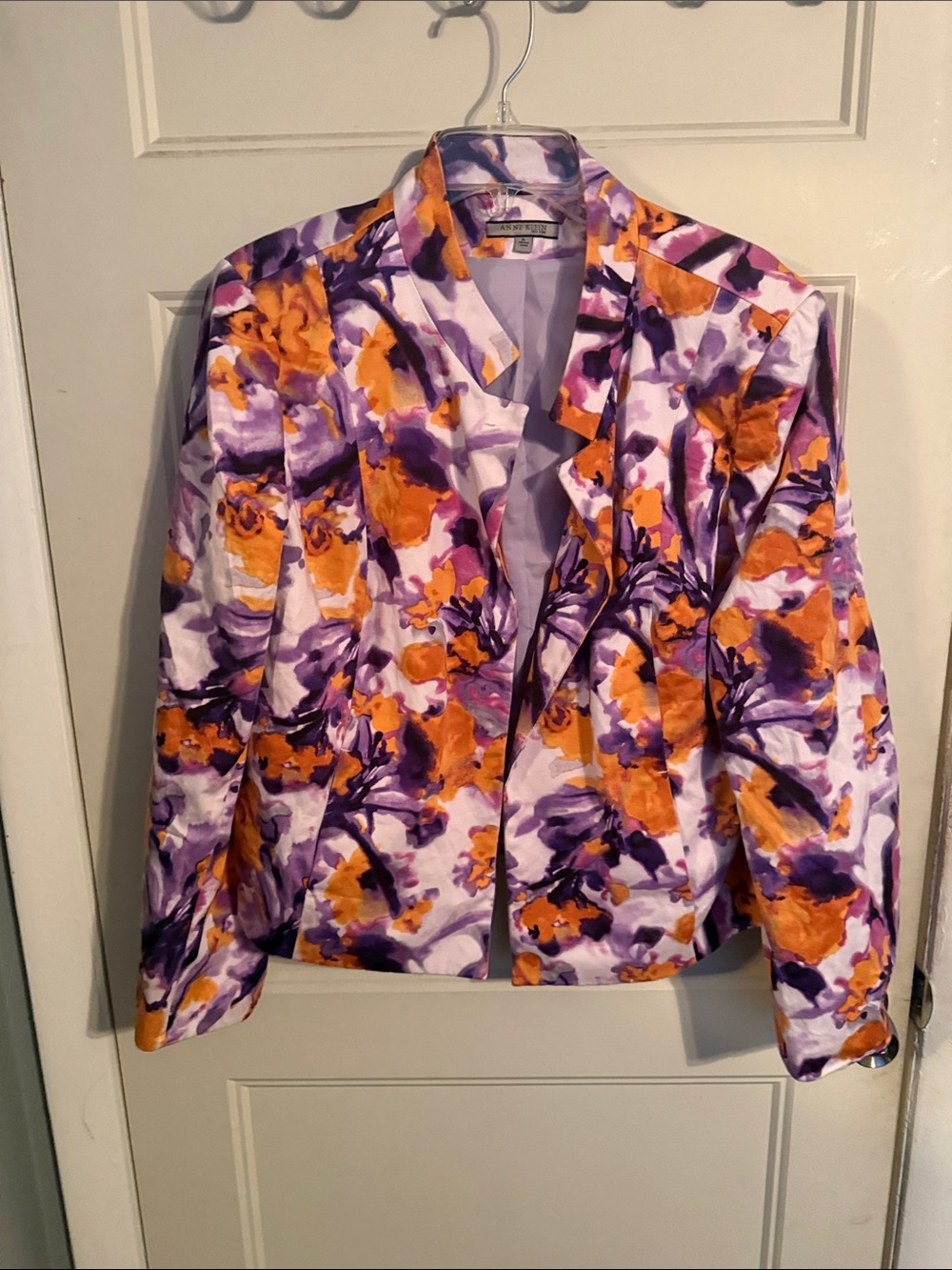 Anne Klein Orange and Purple Floral Blazer Jacket
